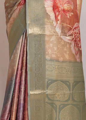 Cream Dupion Silk Saree With Blouse Piece - Indian Silk House Agencies