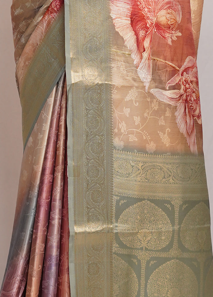 Cream Dupion Silk Saree With Blouse Piece - Indian Silk House Agencies