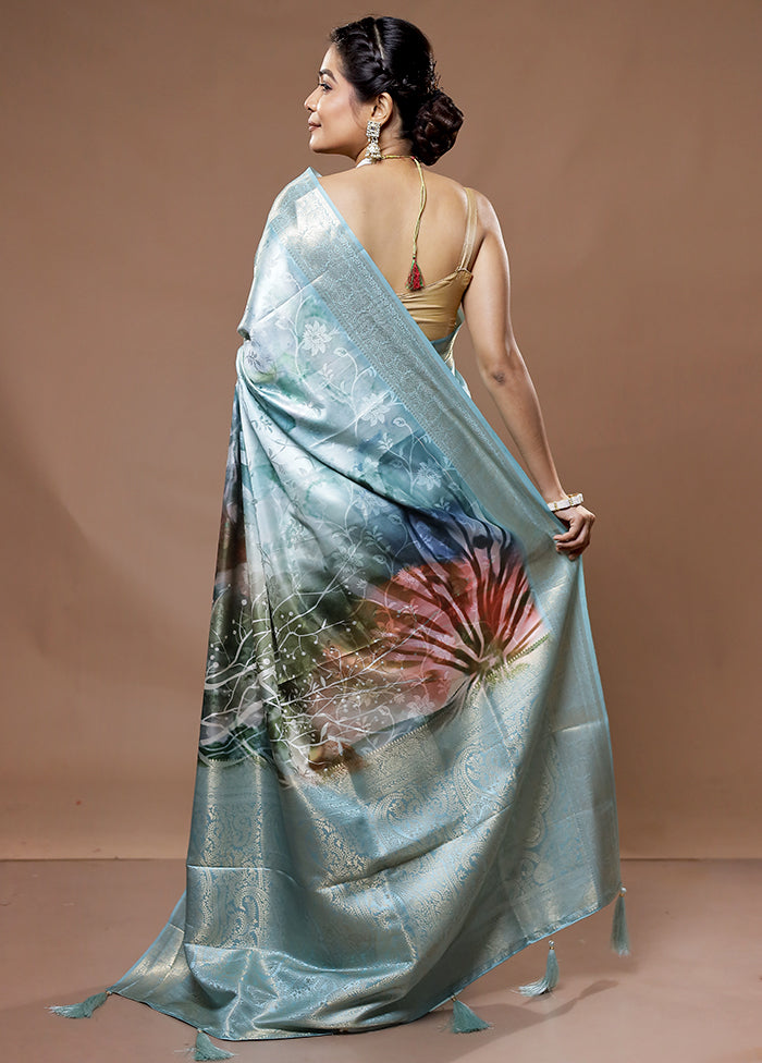 Multicolor Dupion Silk Saree With Blouse Piece - Indian Silk House Agencies