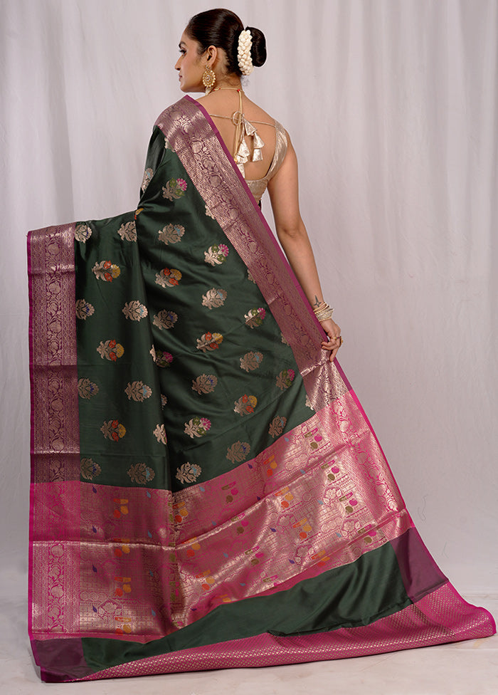 Green Uppada Silk Saree With Blouse Piece - Indian Silk House Agencies