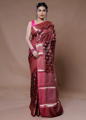 Maroon Uppada Silk Saree With Blouse Piece - Indian Silk House Agencies