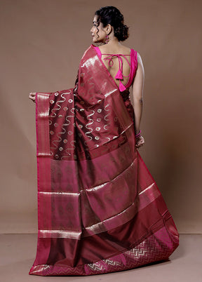 Maroon Uppada Silk Saree With Blouse Piece - Indian Silk House Agencies