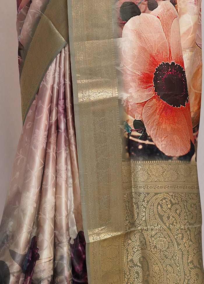 Cream Dupion Silk Saree With Blouse Piece - Indian Silk House Agencies