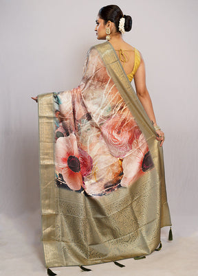 Cream Dupion Silk Saree With Blouse Piece - Indian Silk House Agencies