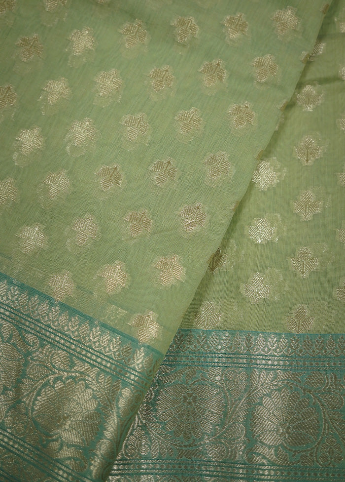 Green Kora Silk Saree With Blouse Piece - Indian Silk House Agencies