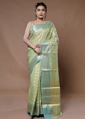 Green Kora Silk Saree With Blouse Piece - Indian Silk House Agencies