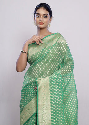 Green Kora Silk Saree With Blouse Piece - Indian Silk House Agencies