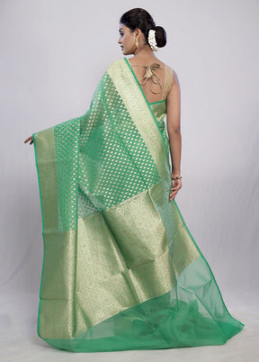 Green Kora Silk Saree With Blouse Piece - Indian Silk House Agencies