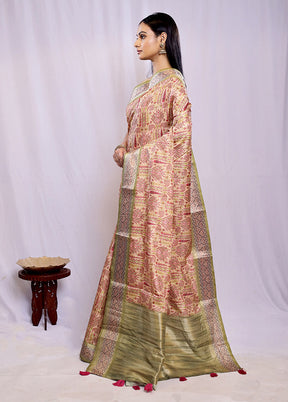 Cream Tussar Silk Saree With Blouse Piece - Indian Silk House Agencies