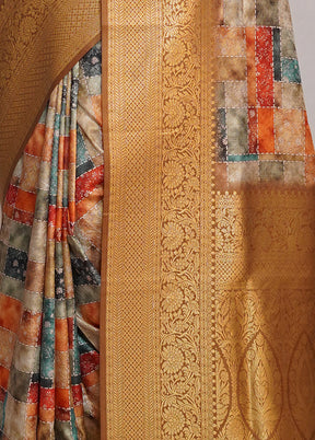 Cream Dupion Silk Saree With Blouse Piece - Indian Silk House Agencies