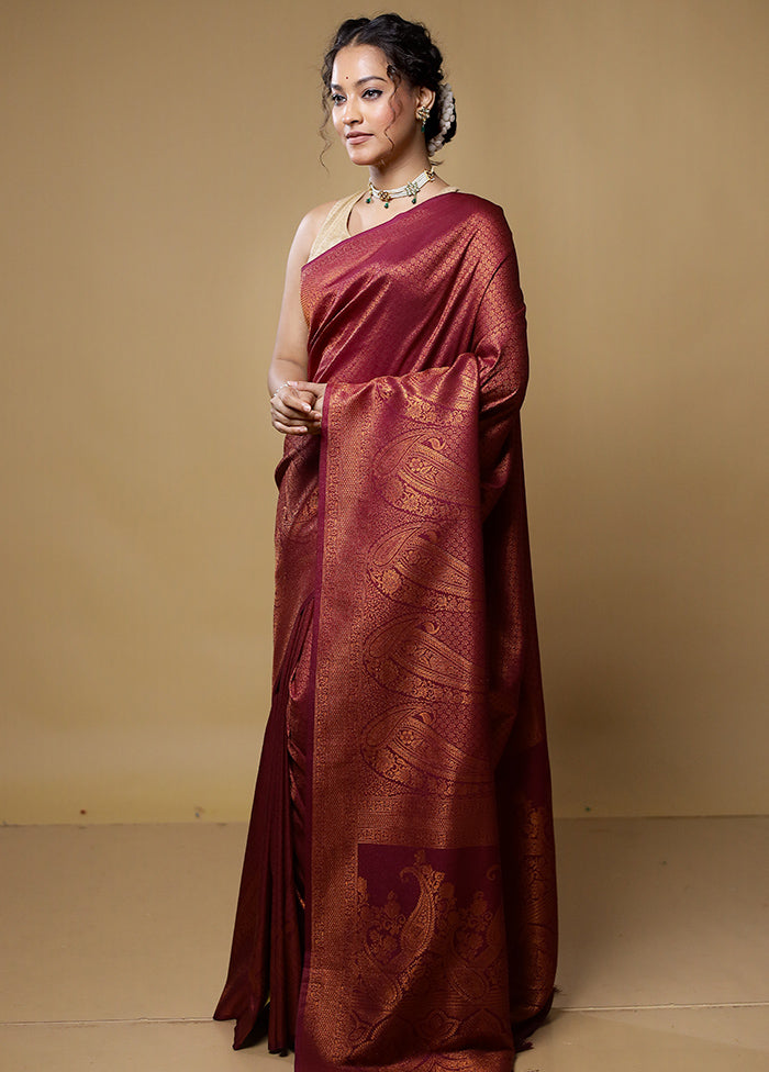 Purple Dupion Silk Saree With Blouse Piece