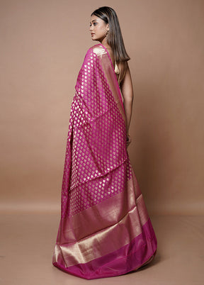 Pink Kora Silk Saree With Blouse Piece