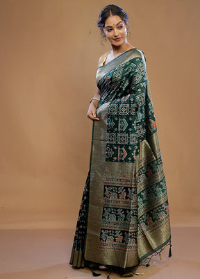 Green Dupion Silk Saree With Blouse Piece - Indian Silk House Agencies