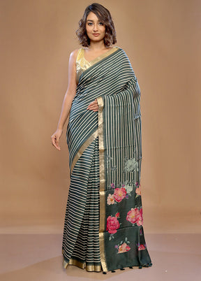 Green Tussar Pure Silk Saree With Blouse Piece - Indian Silk House Agencies