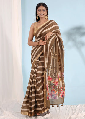 Cream Tussar Pure Silk Saree With Blouse Piece - Indian Silk House Agencies