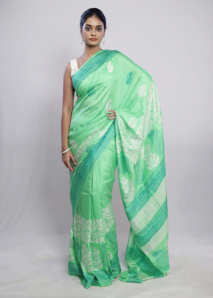 Multicolor Printed Pure Silk Saree With Blouse Piece - Indian Silk House Agencies