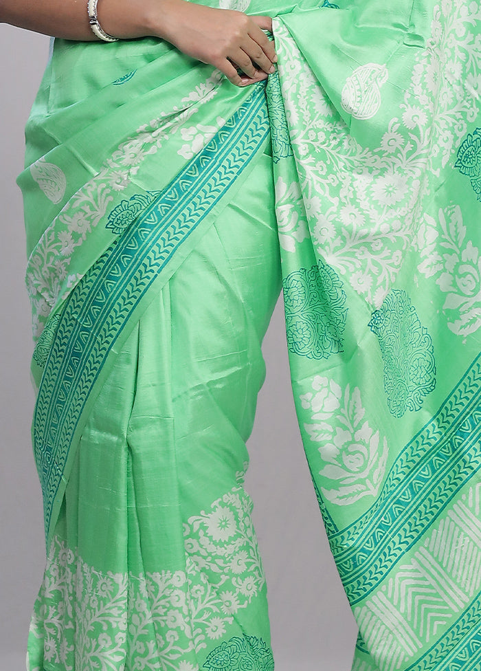 Multicolor Printed Pure Silk Saree With Blouse Piece - Indian Silk House Agencies