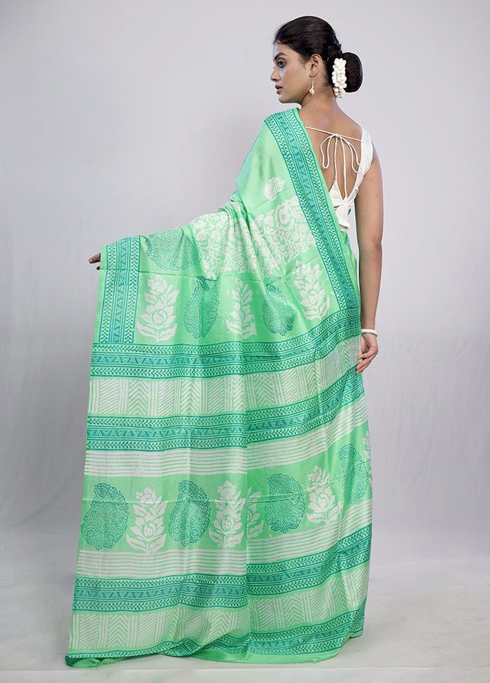 Multicolor Printed Pure Silk Saree With Blouse Piece - Indian Silk House Agencies