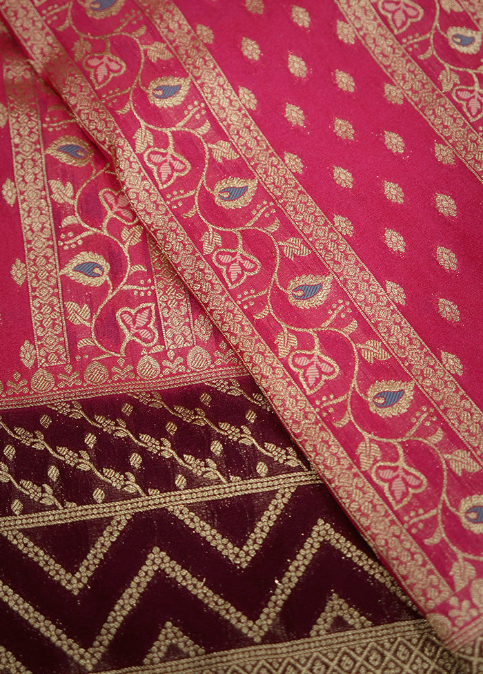 Pink Dupion Silk Saree With Blouse Piece - Indian Silk House Agencies