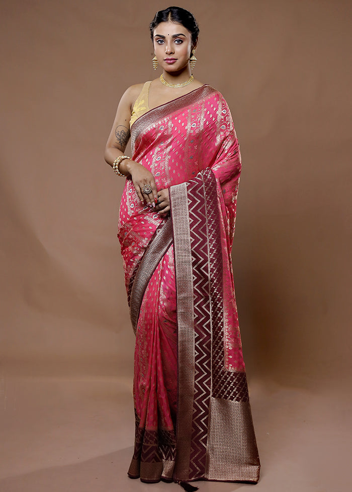 Pink Dupion Silk Saree With Blouse Piece - Indian Silk House Agencies