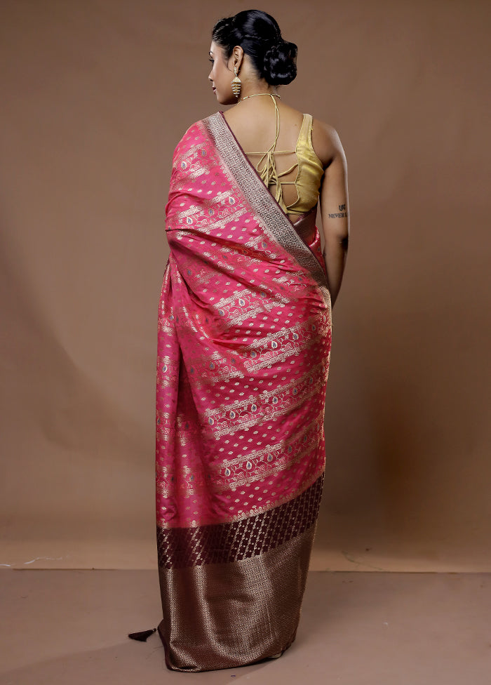 Pink Dupion Silk Saree With Blouse Piece - Indian Silk House Agencies