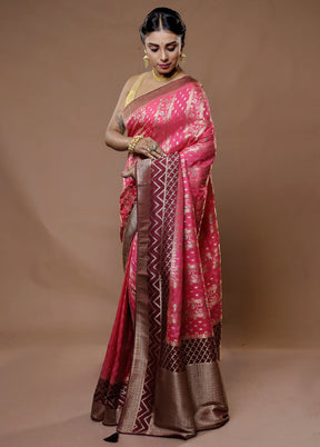 Pink Dupion Silk Saree With Blouse Piece - Indian Silk House Agencies