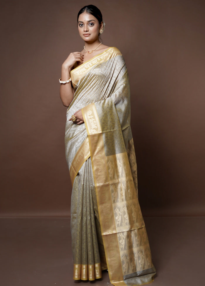 Green Dupion Silk Saree With Blouse Piece