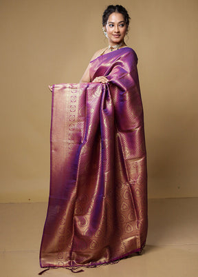 Purple Dupion Silk Saree With Blouse Piece