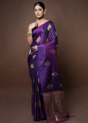 Purple Dupion Silk Saree With Blouse Piece