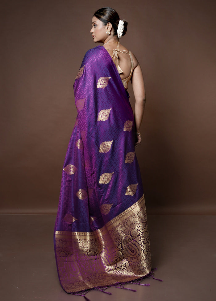 Purple Dupion Silk Saree With Blouse Piece