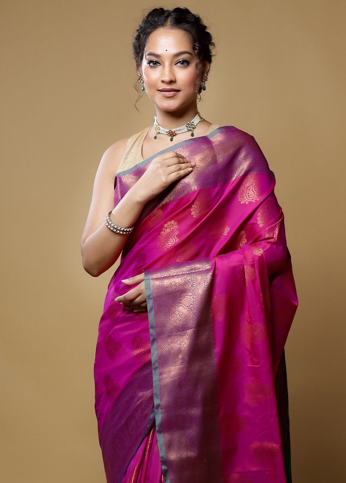 Pink Dupion Silk Saree With Blouse Piece