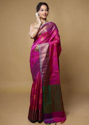 Pink Dupion Silk Saree With Blouse Piece