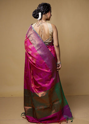 Pink Dupion Silk Saree With Blouse Piece