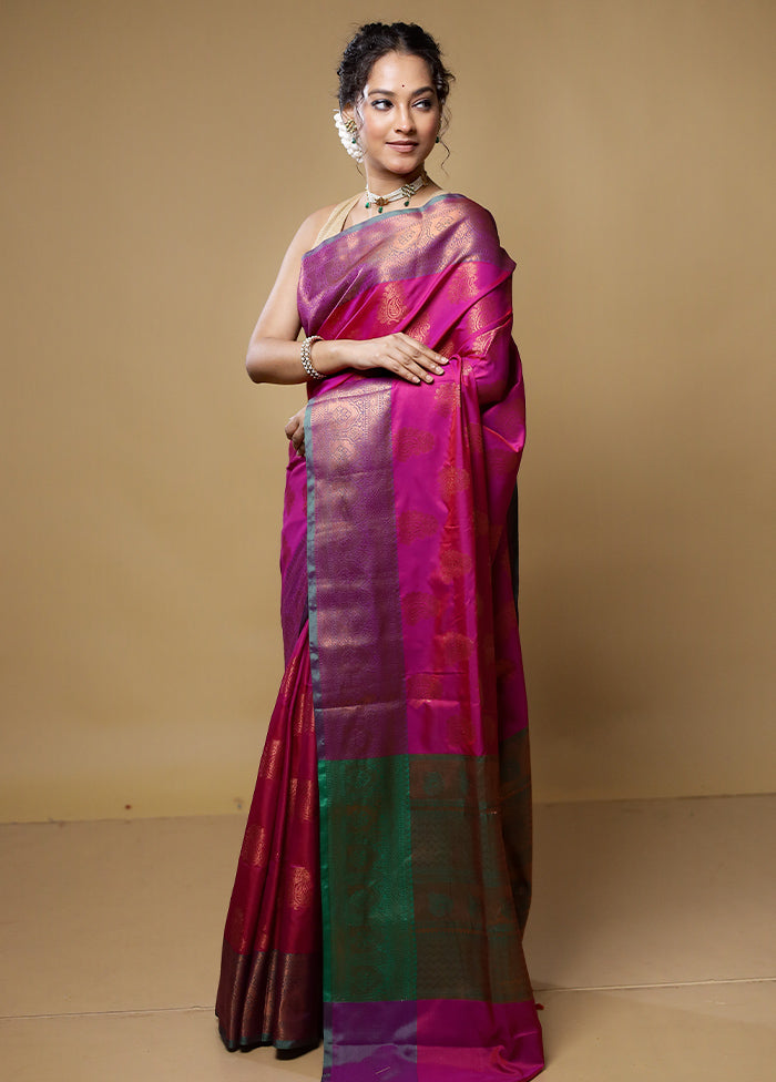 Pink Dupion Silk Saree With Blouse Piece