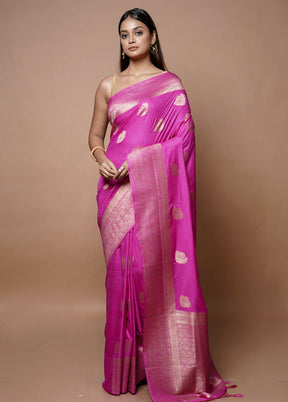 Pink Dupion Silk Saree With Blouse Piece