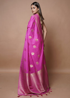 Pink Dupion Silk Saree With Blouse Piece