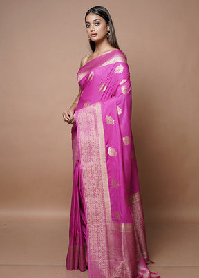 Pink Dupion Silk Saree With Blouse Piece