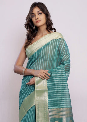 Green Pure Cotton Saree With Blouse Piece - Indian Silk House Agencies