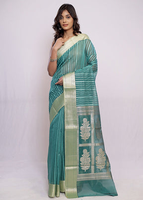 Green Pure Cotton Saree With Blouse Piece - Indian Silk House Agencies