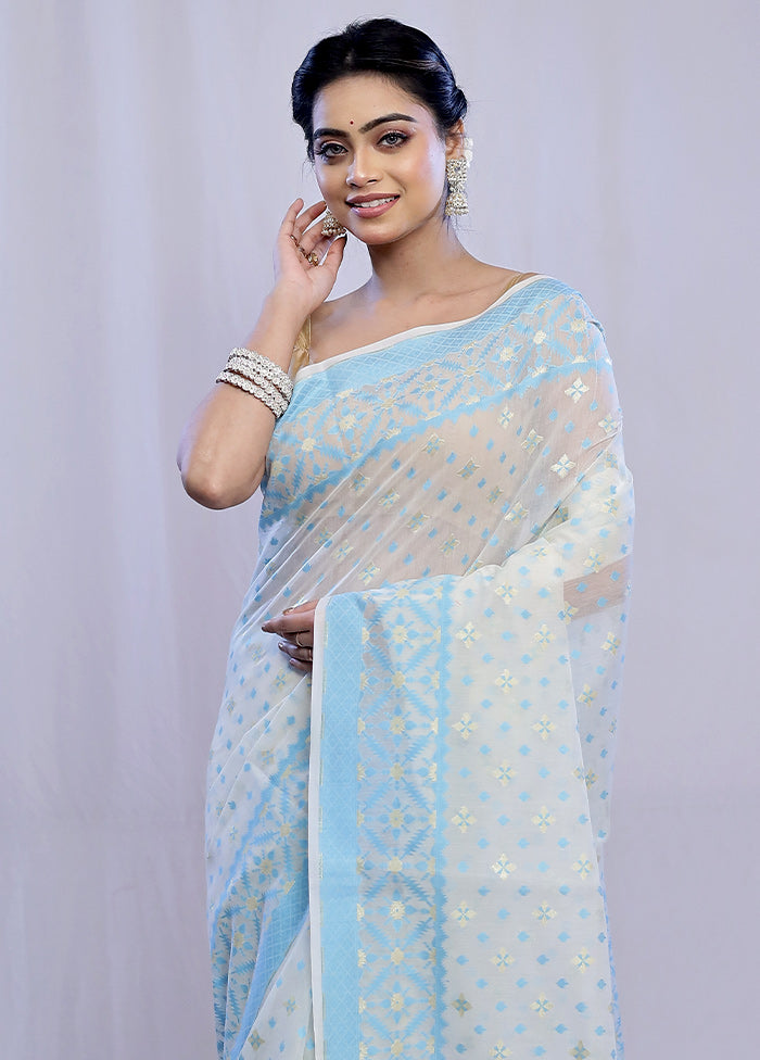 Cream Kora Silk Saree With Blouse Piece - Indian Silk House Agencies