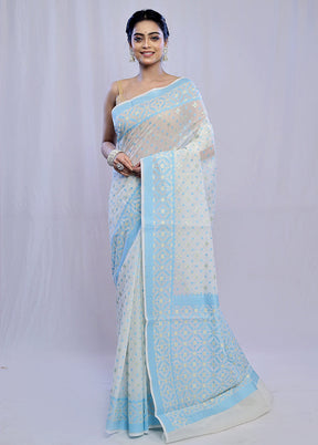 Cream Kora Silk Saree With Blouse Piece - Indian Silk House Agencies