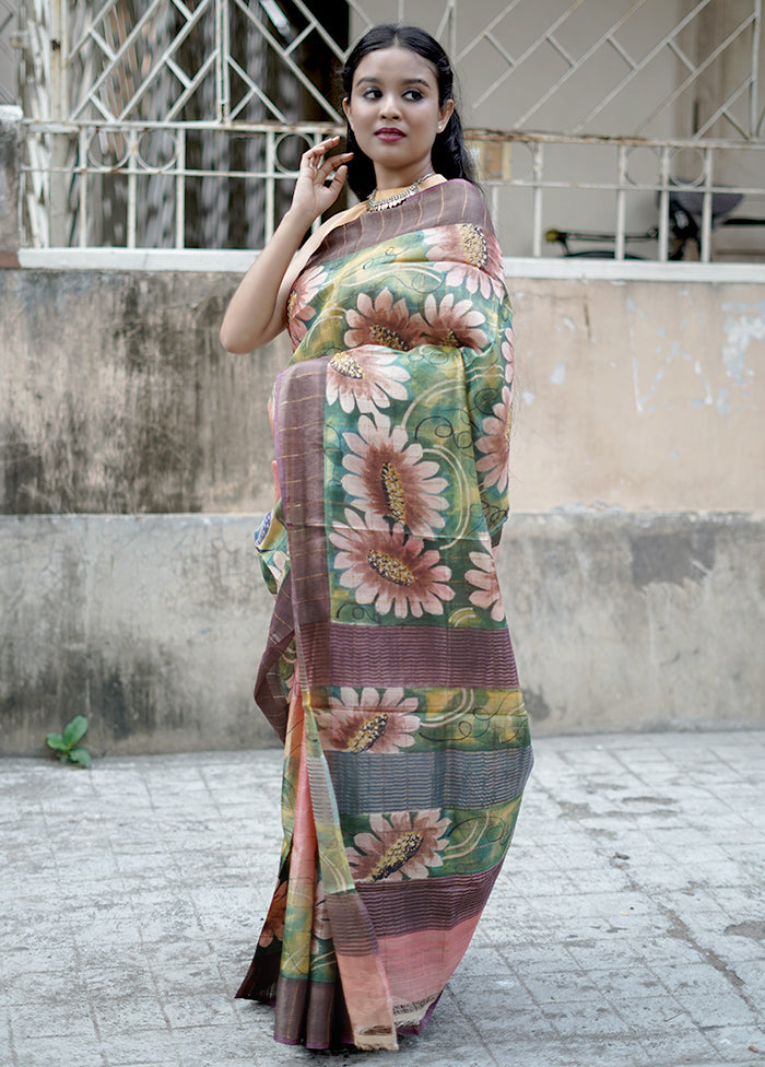 Yellow Tussar Silk Saree With Blouse Piece - Indian Silk House Agencies