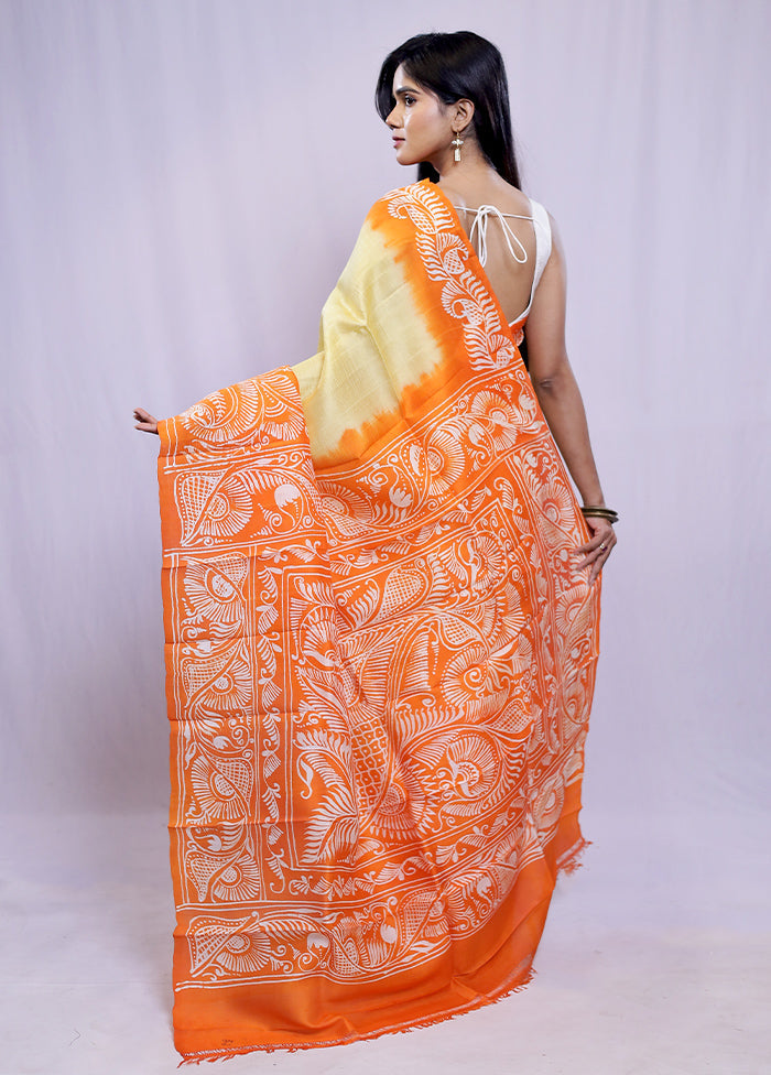 Rust Printed Pure Silk Saree With Blouse Piece - Indian Silk House Agencies