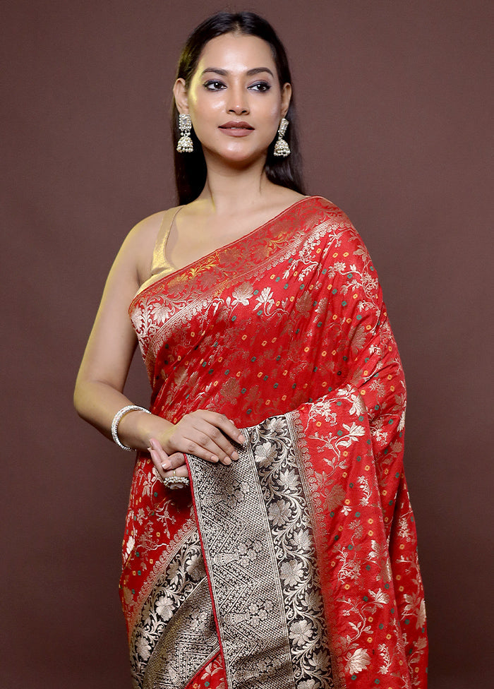 Multicolor Dupion Silk Saree With Blouse Piece