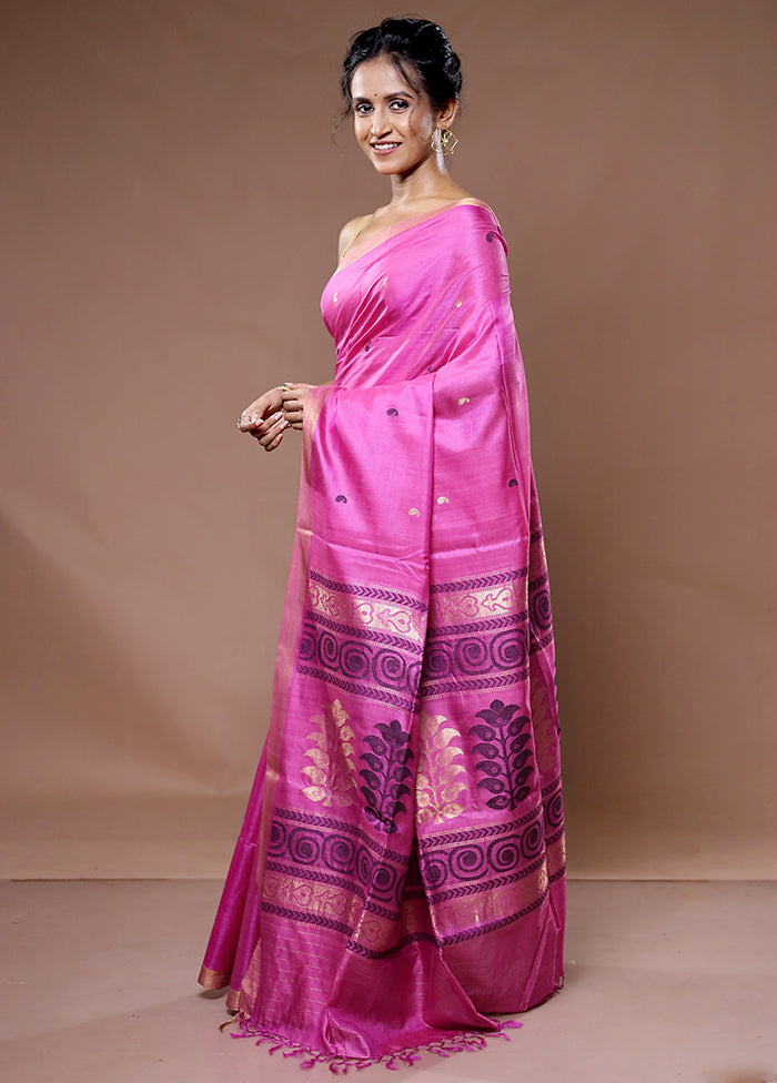 Multicolor Tussar Pure Silk Saree With Blouse Piece - Indian Silk House Agencies