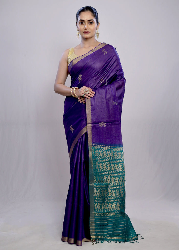 Multicolor Tussar Pure Silk Saree With Blouse Piece - Indian Silk House Agencies