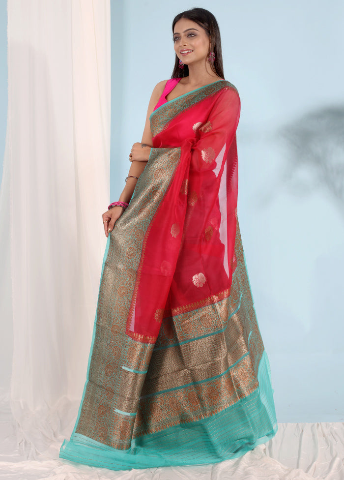 Red Kora Pure Silk Saree With Blouse Piece - Indian Silk House Agencies