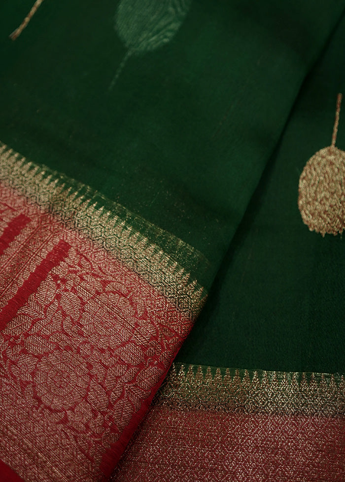 Green Kora Pure Silk Saree With Blouse Piece - Indian Silk House Agencies