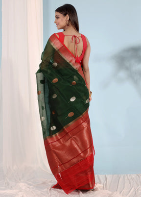 Green Kora Pure Silk Saree With Blouse Piece - Indian Silk House Agencies