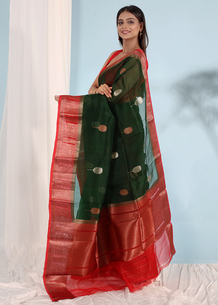 Green Kora Pure Silk Saree With Blouse Piece - Indian Silk House Agencies